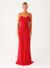 Pareo Maxi Dress - Red Polka Dot